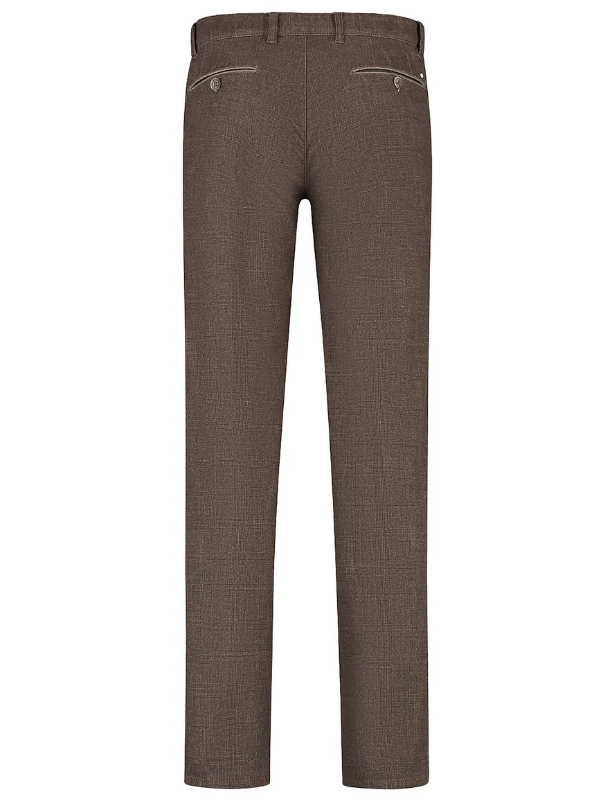 Com4 pantalon bruin effen chino normale fit katoen