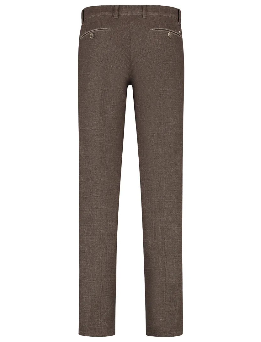 Com4 pantalon effen bruin normale fit chino katoen
