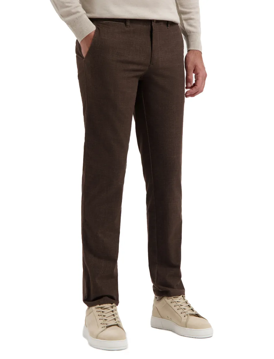 Com4 pantalon bruin effen chino normale fit katoen