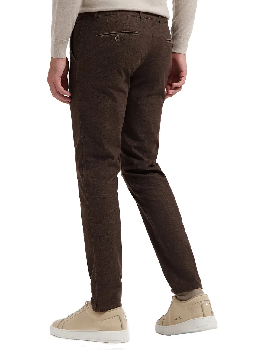 Com4 pantalon bruin effen chino normale fit katoen