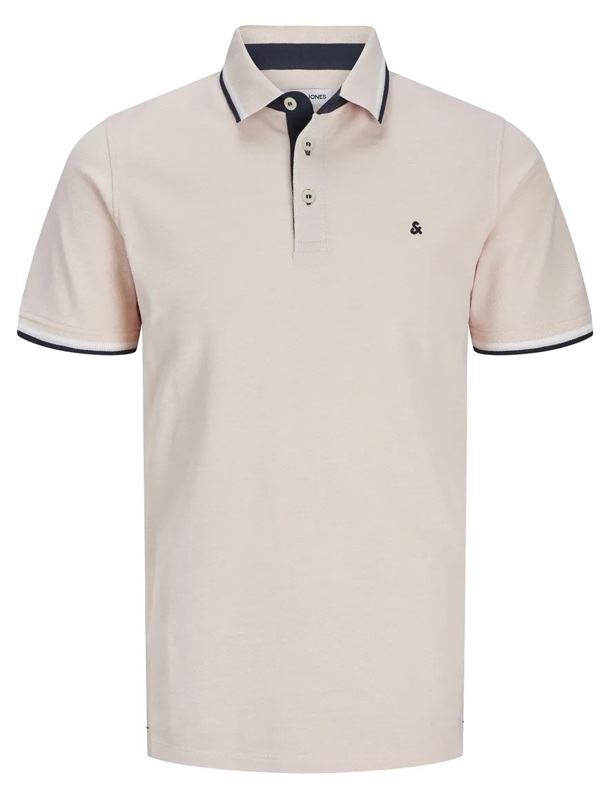 Jack & Jones roze polo 3-knoops effen