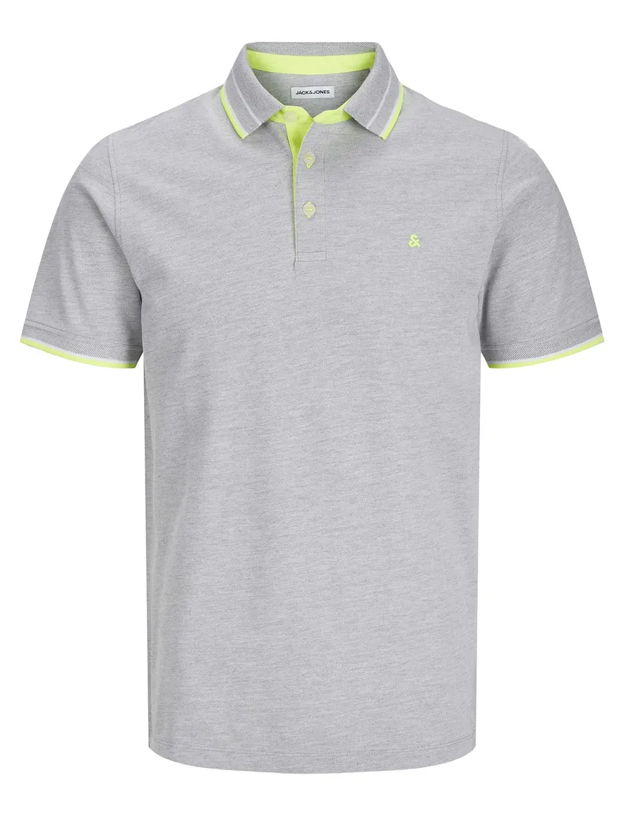 Jack & Jones polo grijs gemeleerd 3-knoops