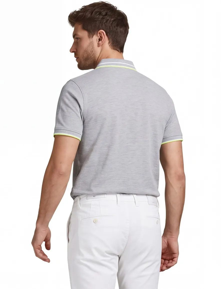 Jack & Jones polo grijs gemeleerd 3-knoops