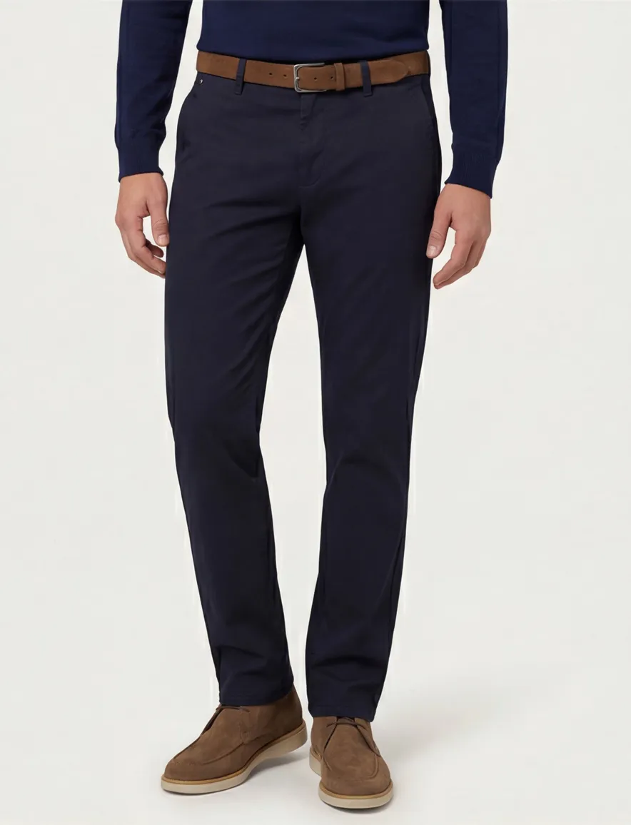 Gardeur pantalon effen donkerblauw normale fit