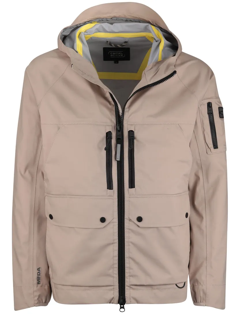 Camel active beige effen tussenjas normale fit katoen