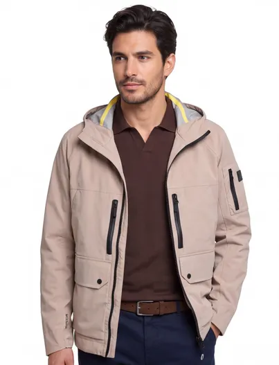 Camel Active Camel active tussenjas effen beige normale fit katoen