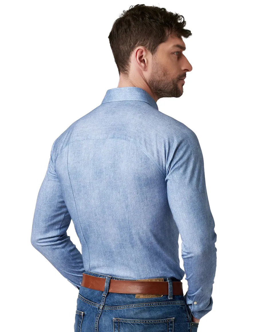 Desoto Kent overhemd licht blauw katoen denim