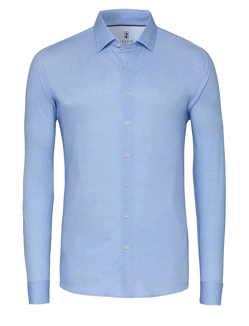 Desoto overhemd lichtblauw effen Casual Kent semi-wide collar