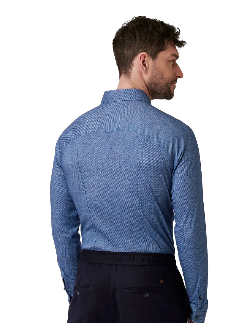Desoto Casual Kent overhemd blauw gemêleerd lange mouwen
