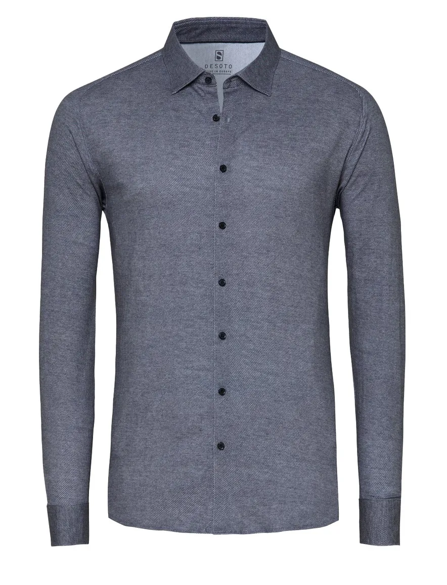 Desoto Casual Kent overhemd grijs gemêleerd semi-wide collar