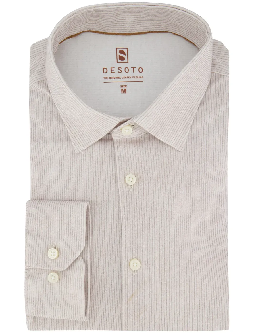 Overhemd Desoto Jersey beige katoen