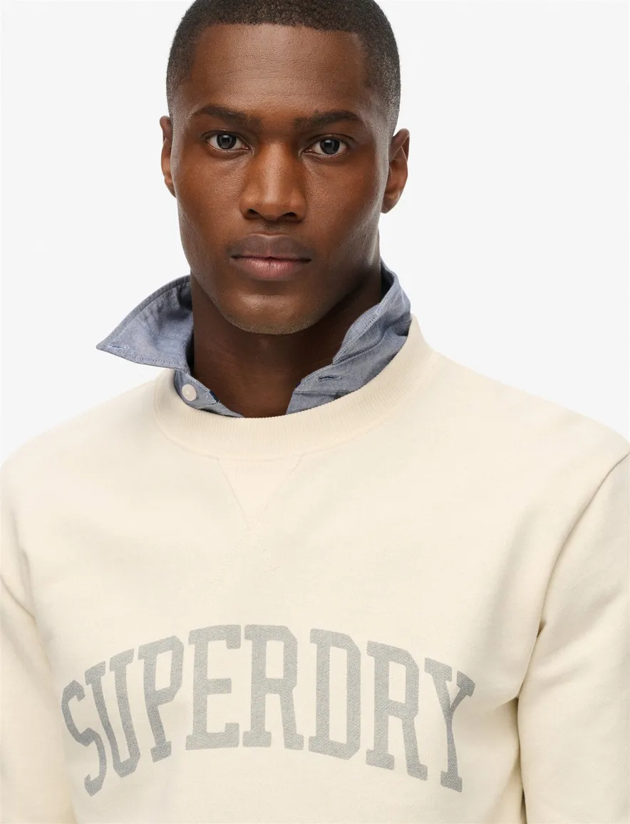 Superdry sweater creme effen Athletic Essentials