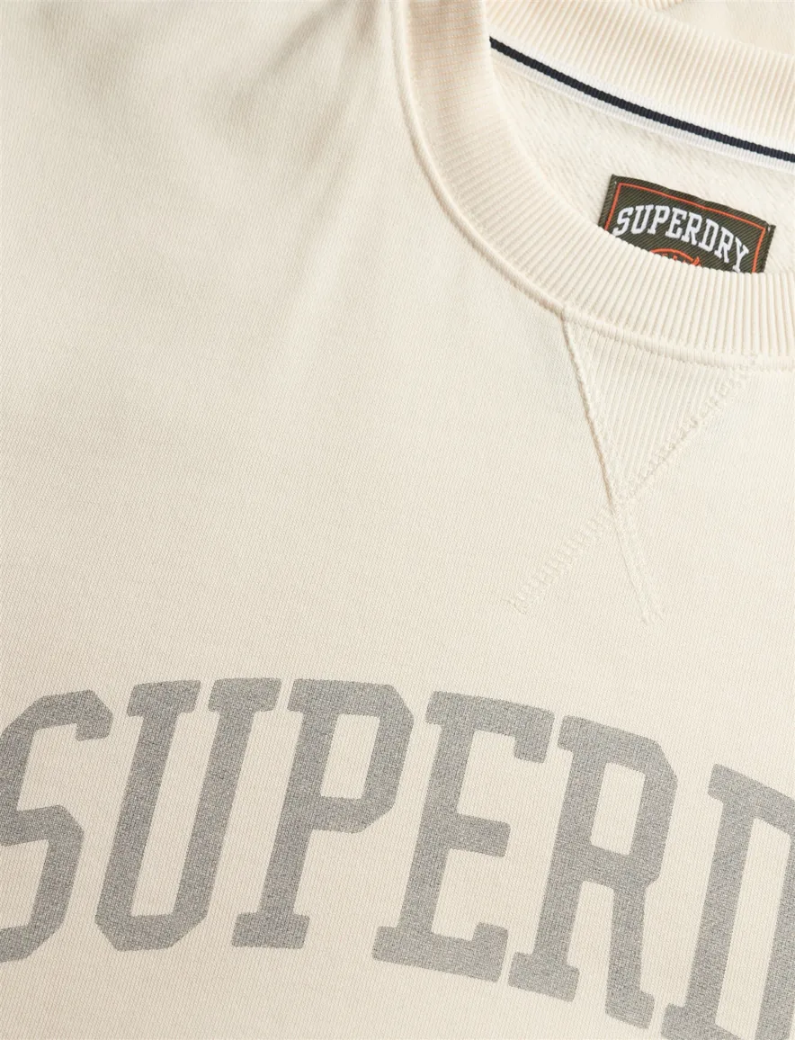 Superdry sweater creme effen Athletic Essentials ronde hals
