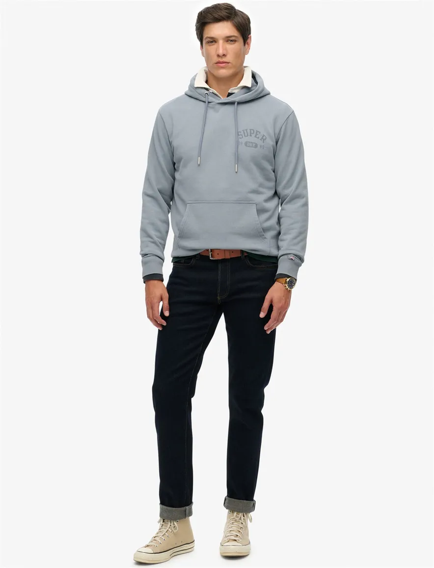 Superdry hoodie lichtblauw effen opdruk