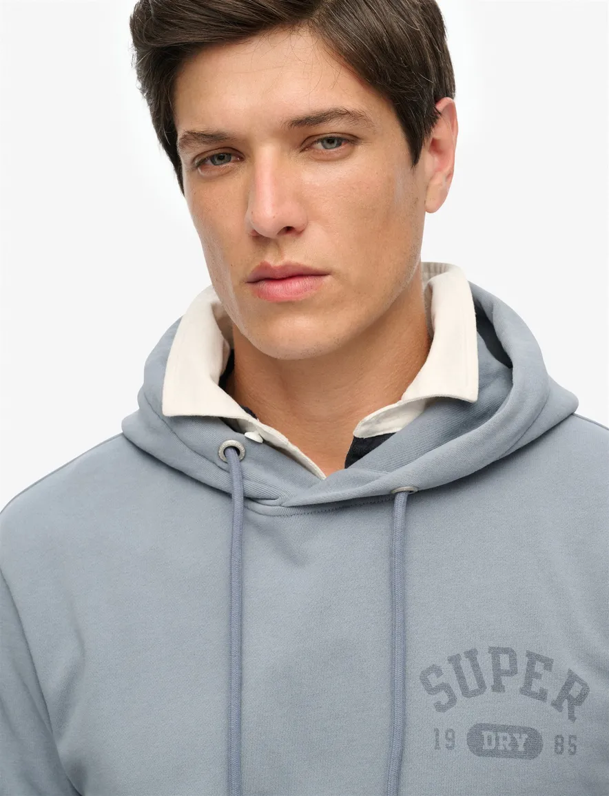 Superdry hoodie lichtblauw effen opdruk