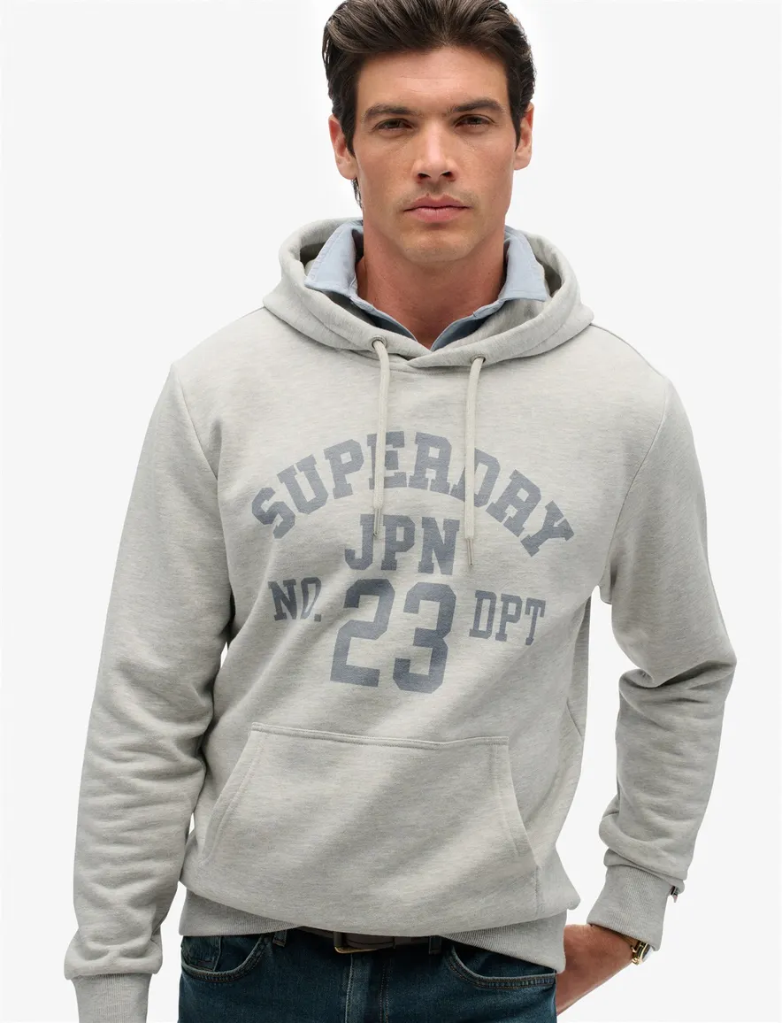 Superdry hoodie grijs katoen opdruk