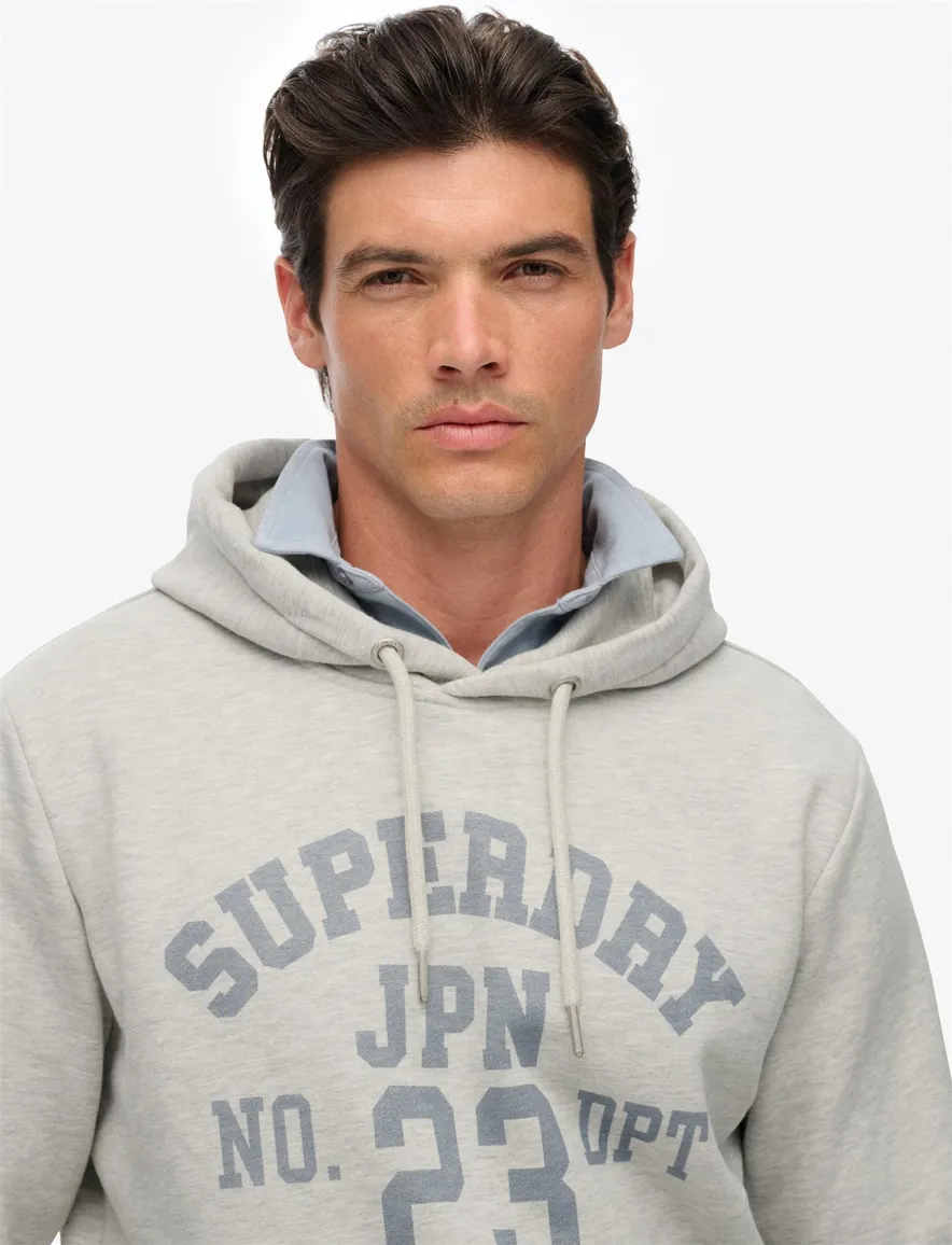 Superdry hoodie grijs katoen opdruk