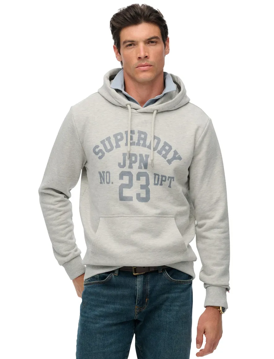Superdry hoodie grijs katoen opdruk