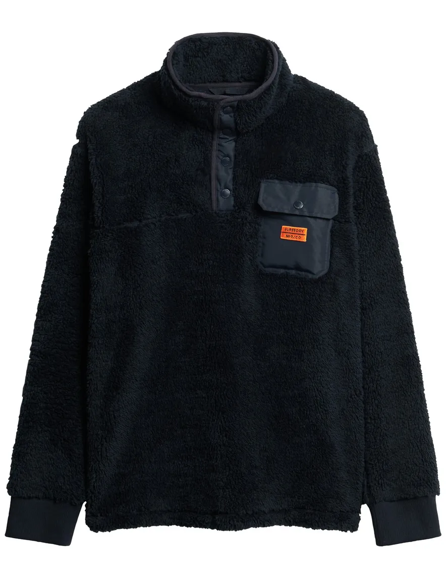 Superdry Trui Donkerblauw Half Zip borstzak fleece