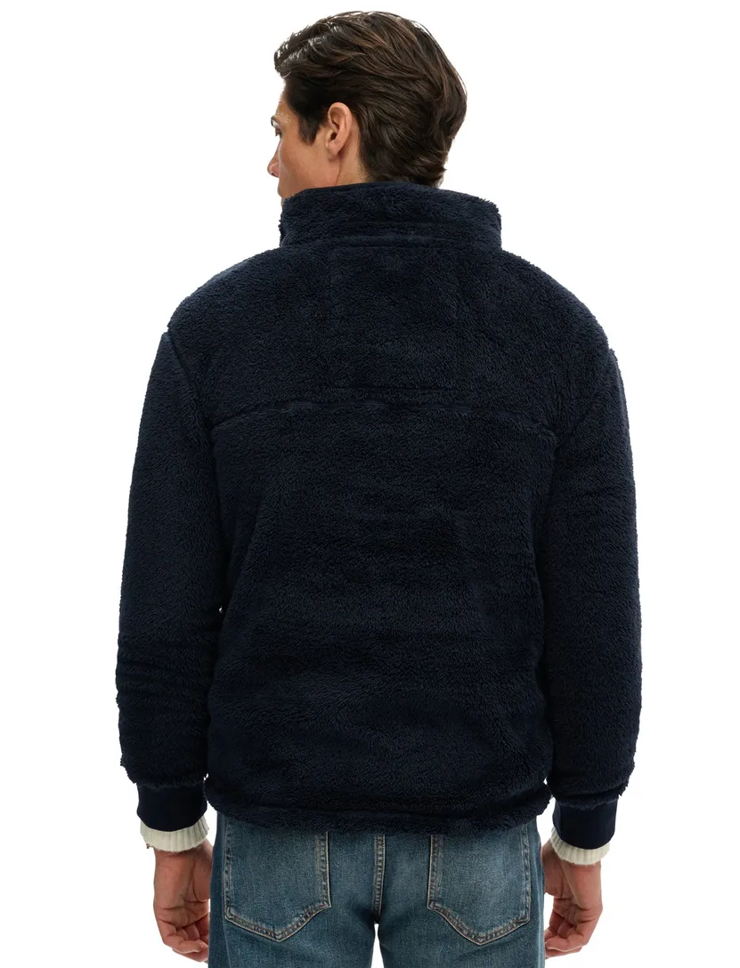 Trui Superdry fleece Donkerblauw Half Zip Knopen