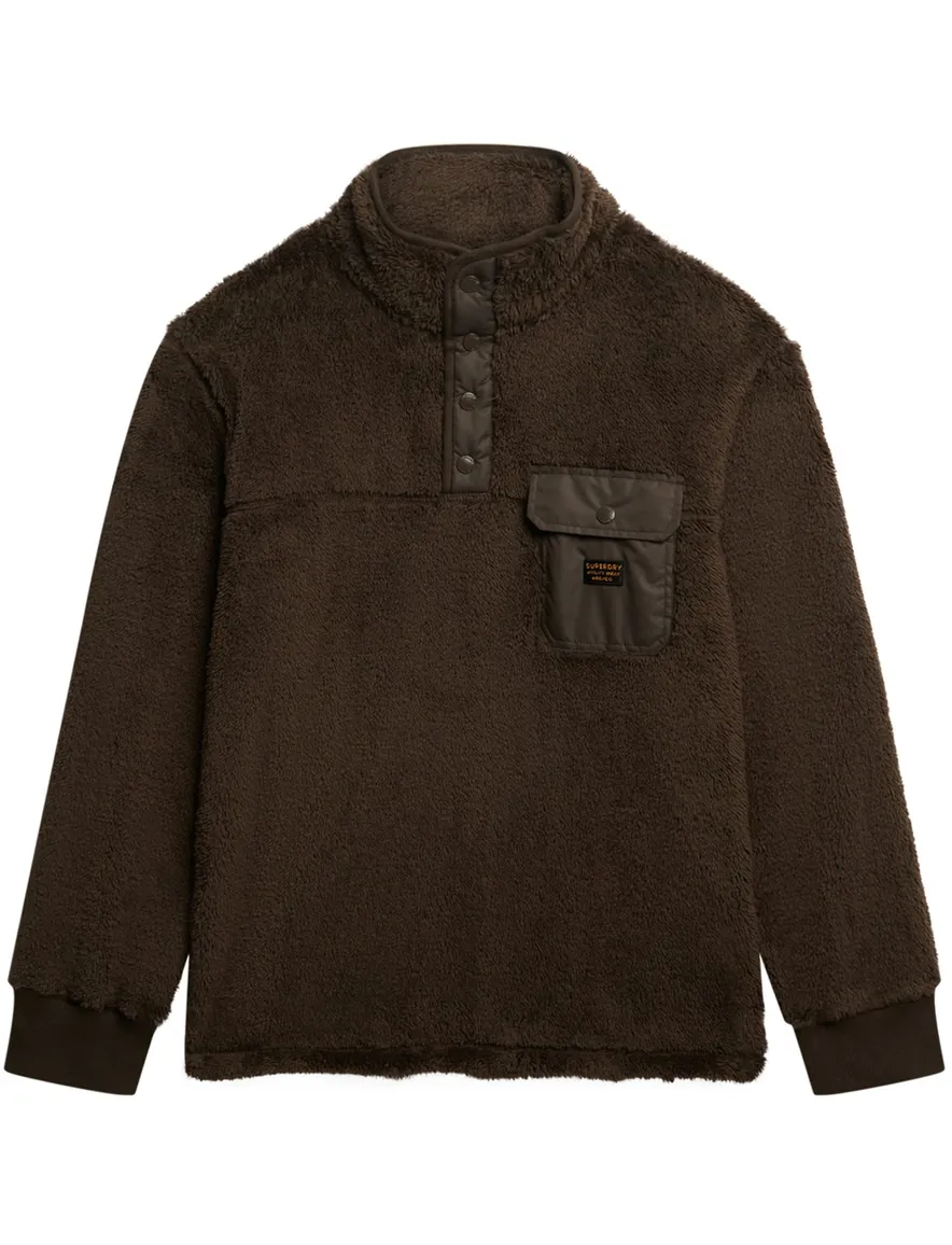 Superdry sweater fleece bruin half-zip
