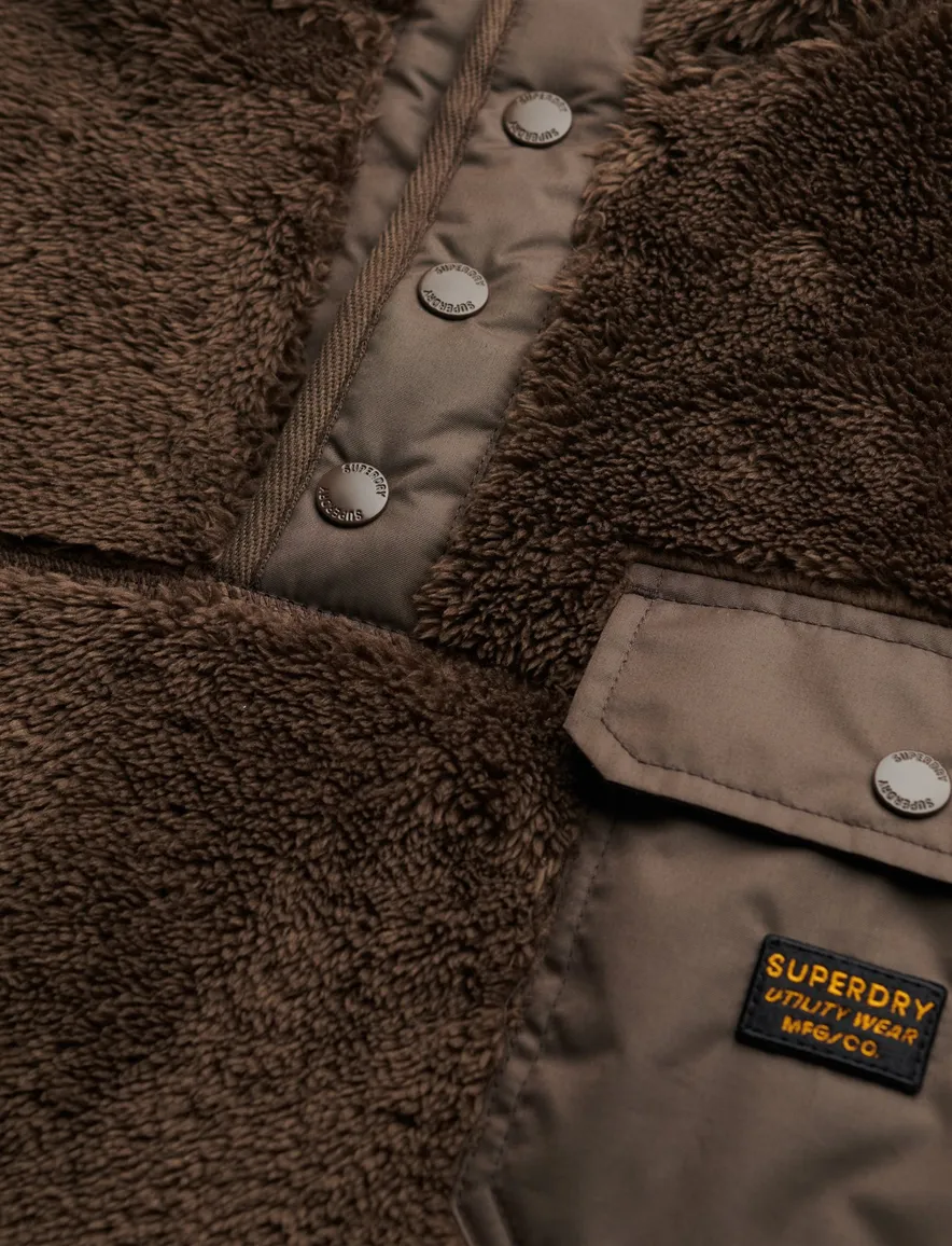 Superdry sweater fleece bruin half-zip