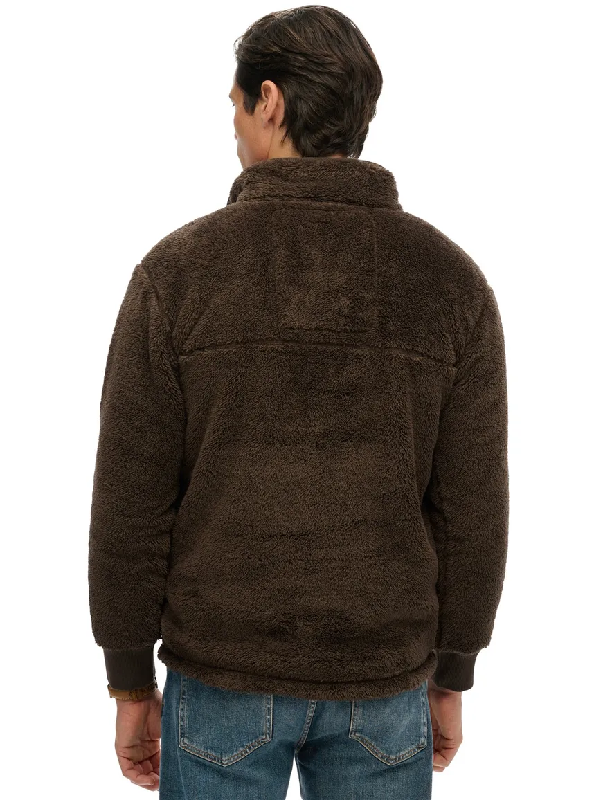 Superdry sweater fleece bruin half-zip