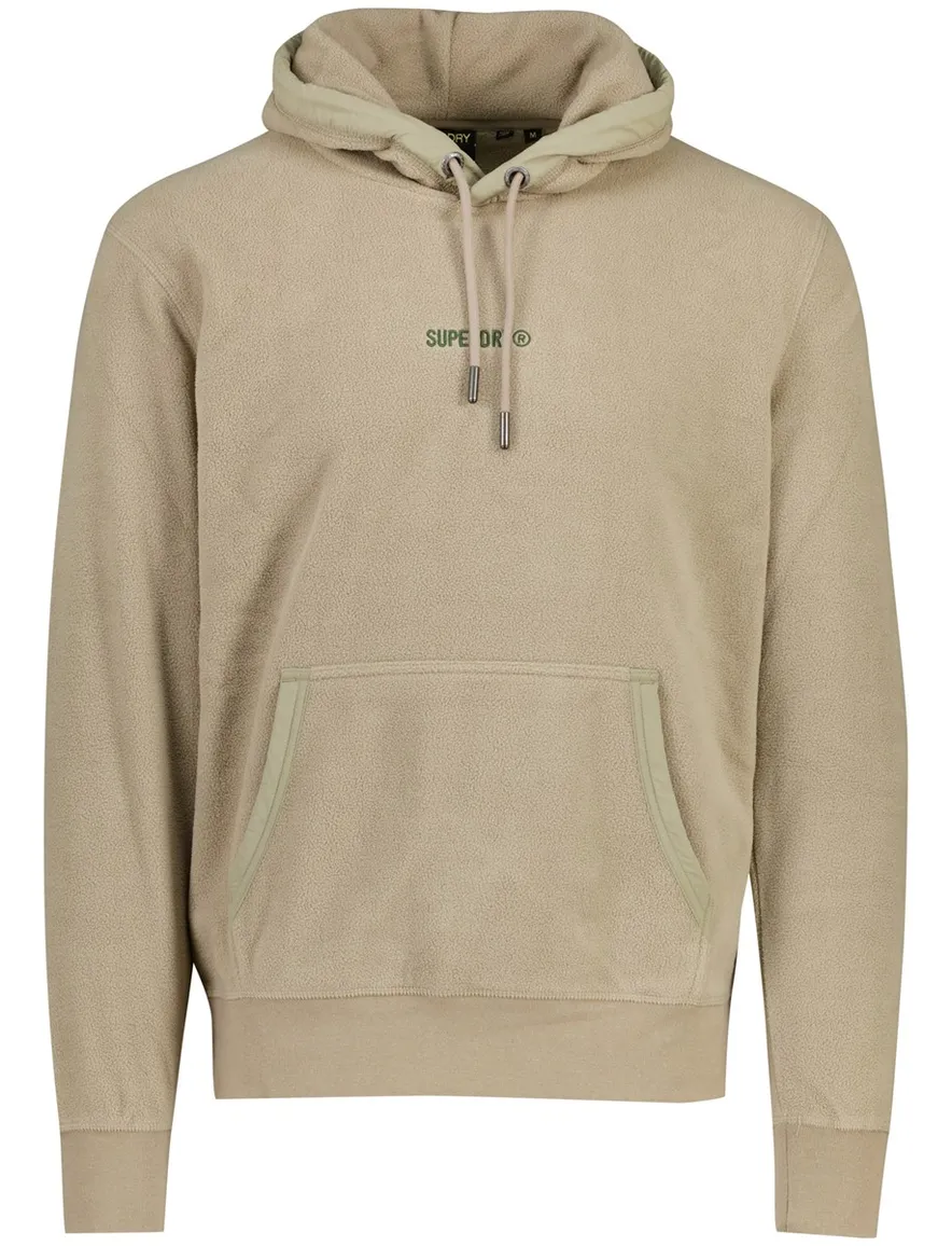 Superdry Hoodie Beige fleece groen logo
