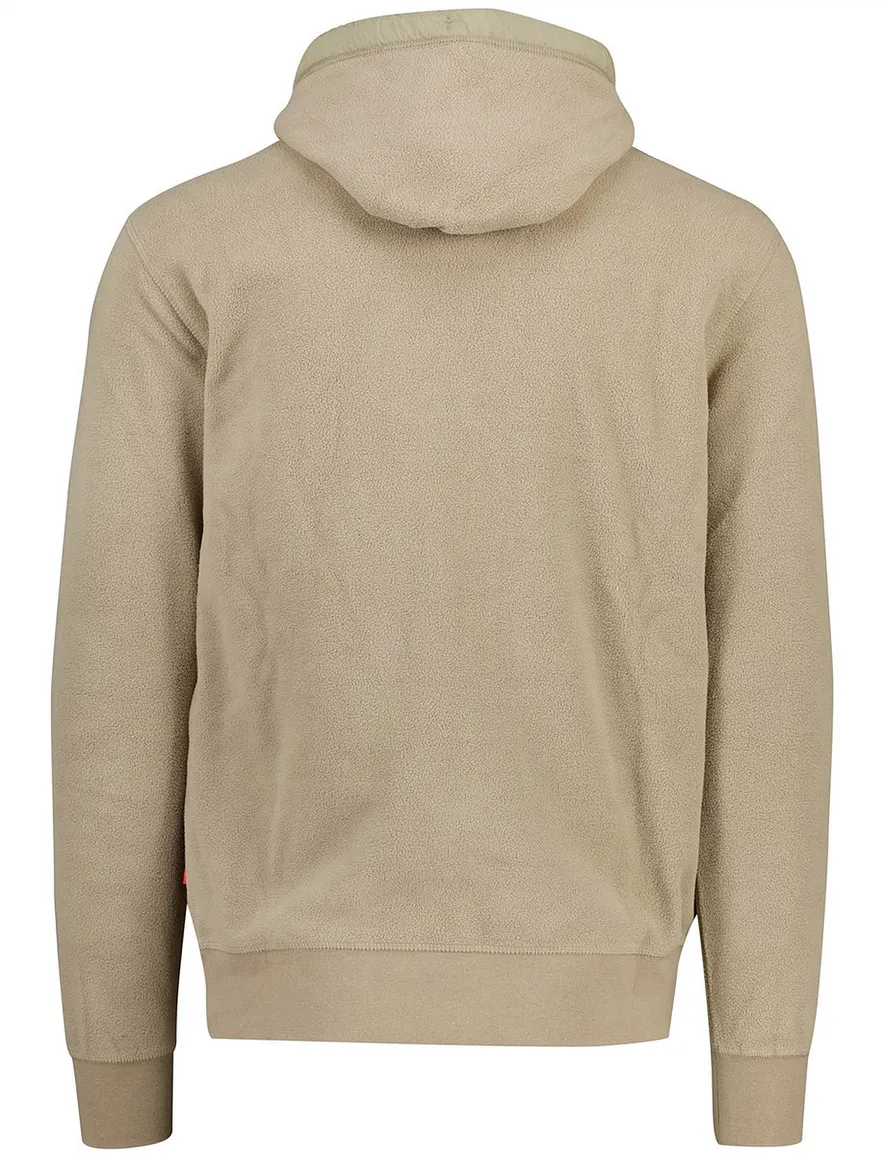 Superdry Hoodie Beige fleece groen logo effen