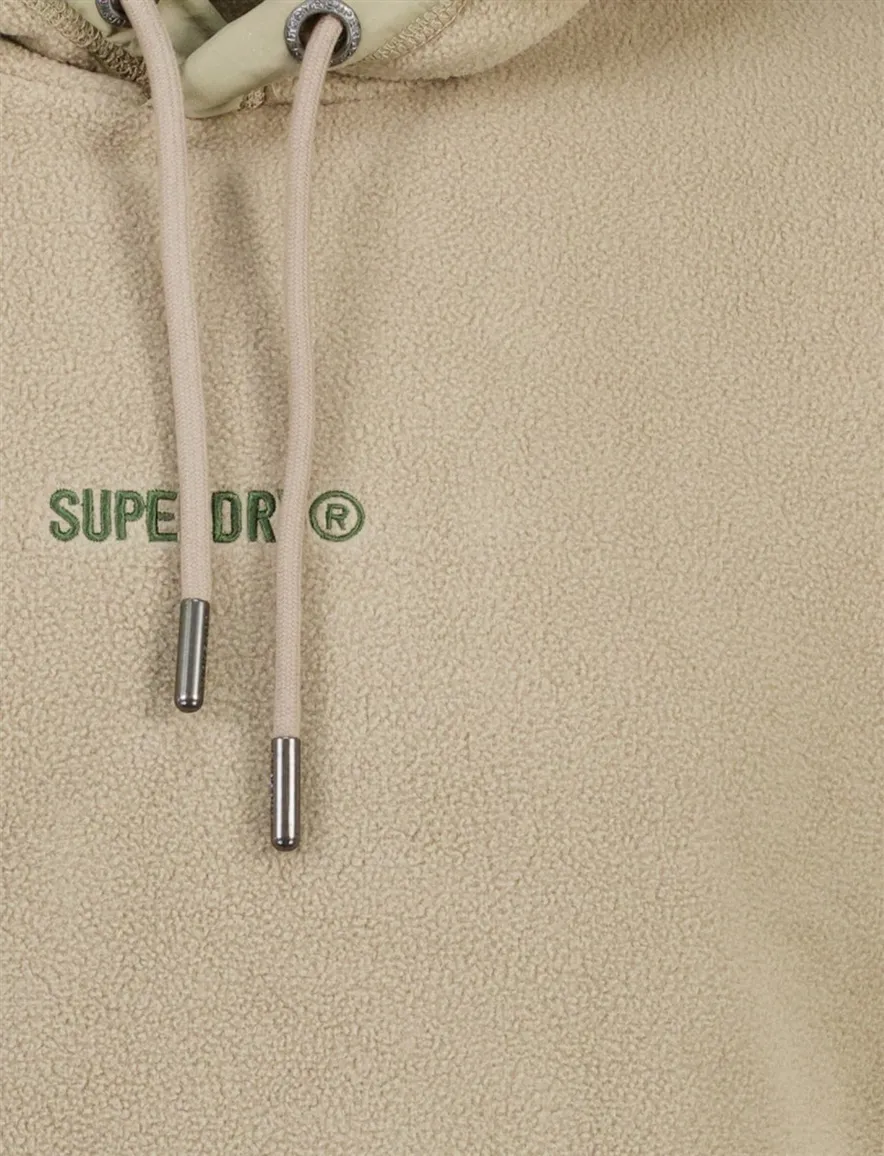 Superdry Hoodie Beige fleece groen logo