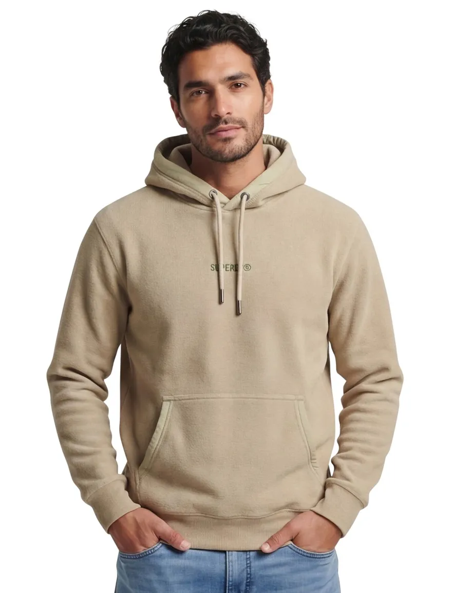 Superdry Hoodie Beige fleece groen logo