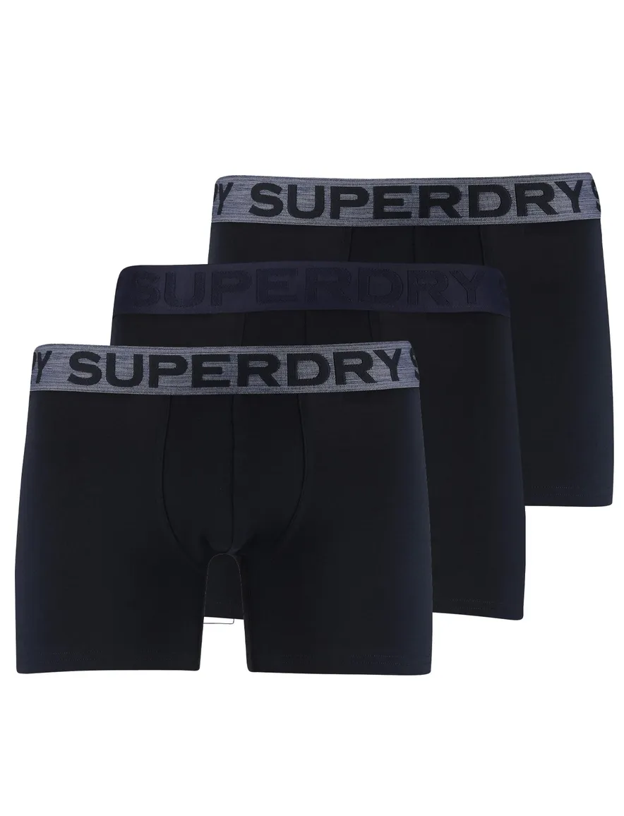 Superdry boxershorts 3-pack effen donkerblauw