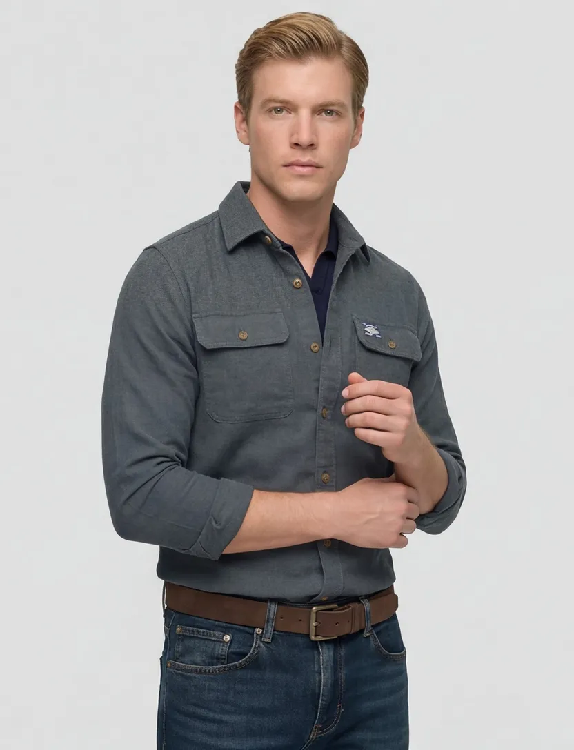 Overshirt Superdry dubbele borstzak groen katoen