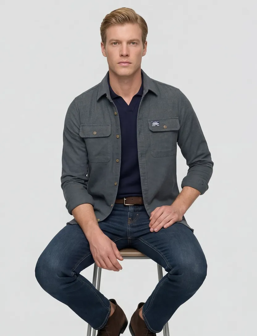 Overshirt Superdry dubbele borstzak groen katoen