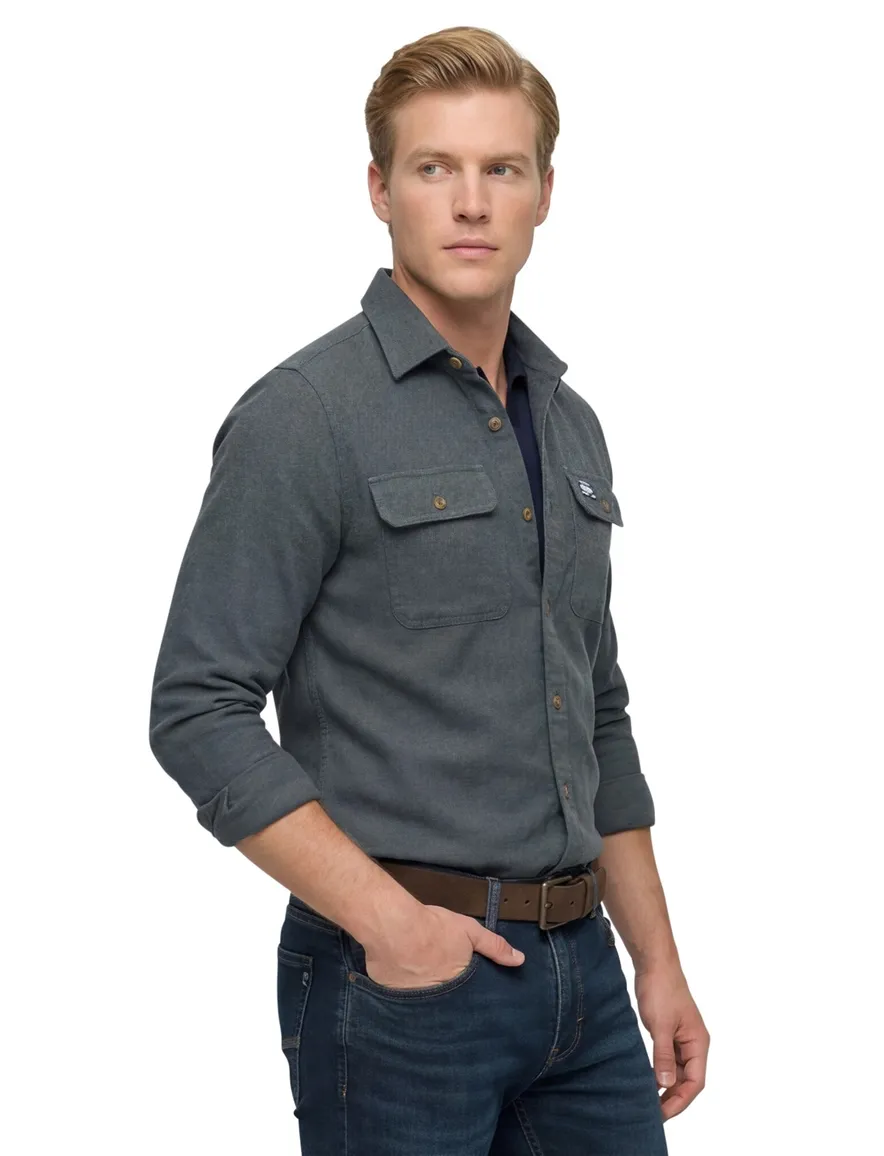 Superdry overshirt grijs effen