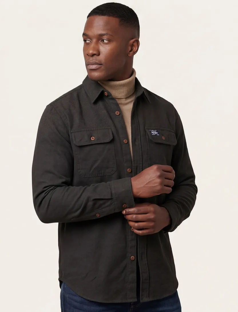 Superdry overshirt olijfgroen effen