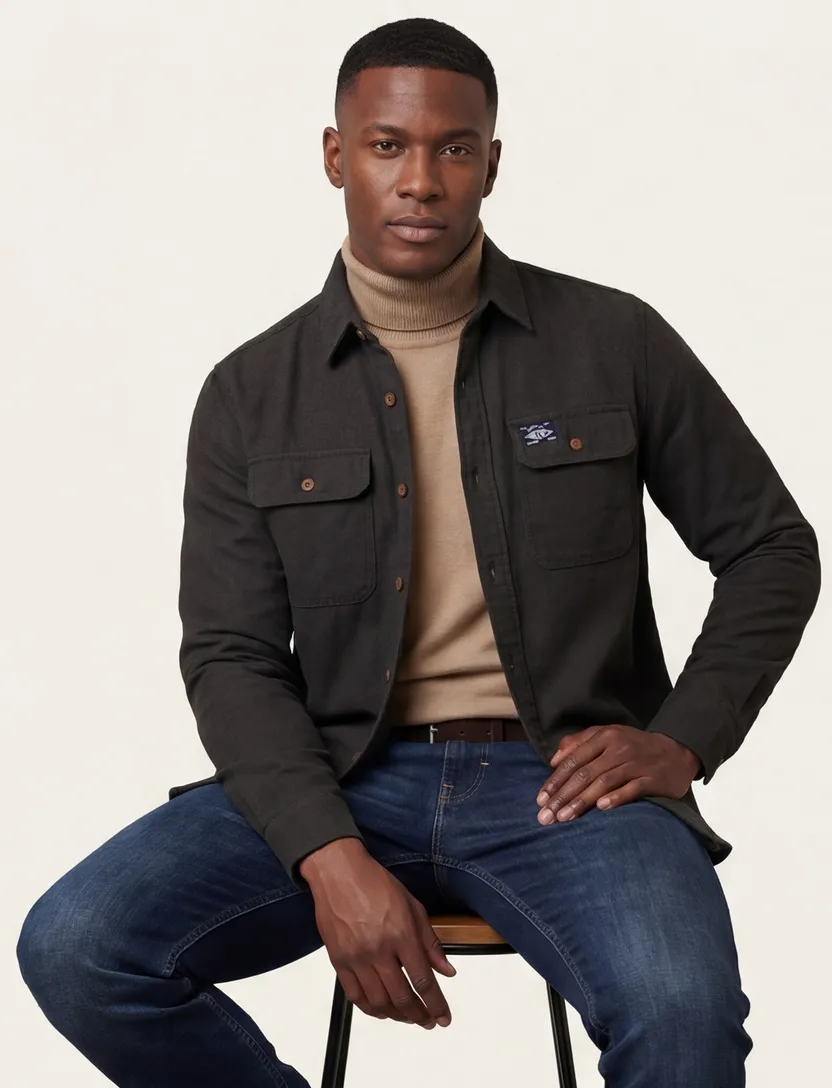 Superdry overshirt olijfgroen effen