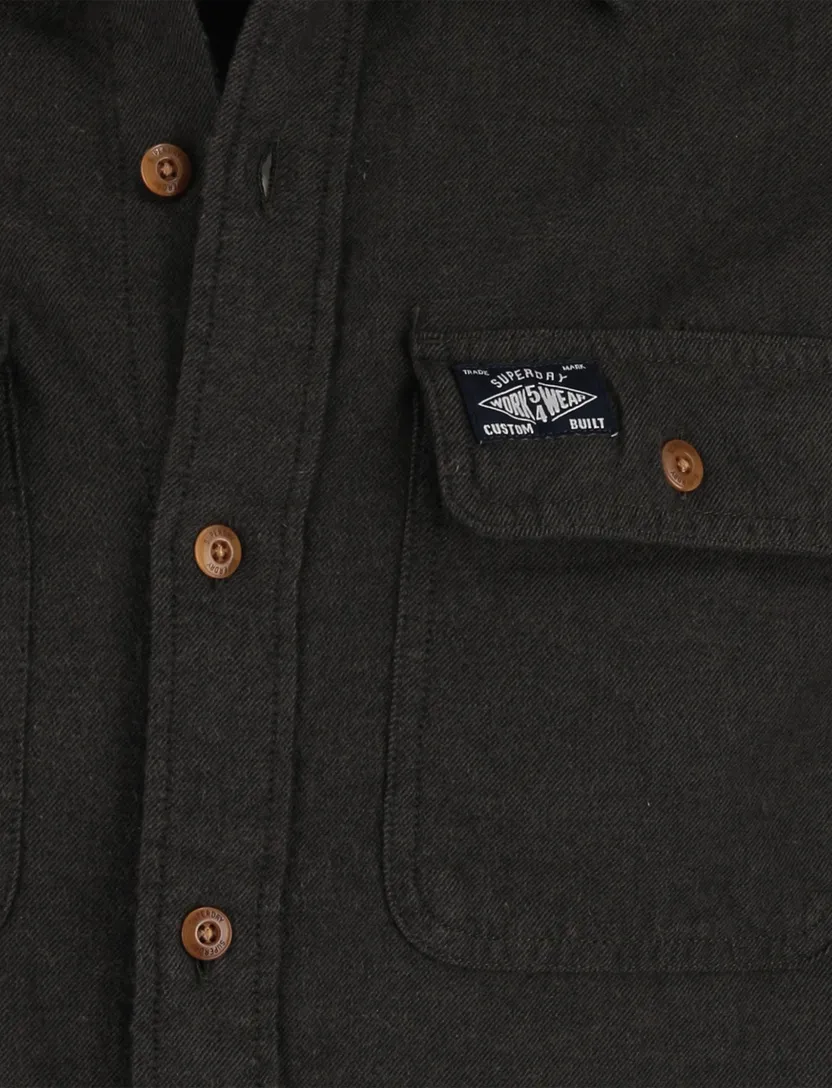 Superdry overshirt olijfgroen effen