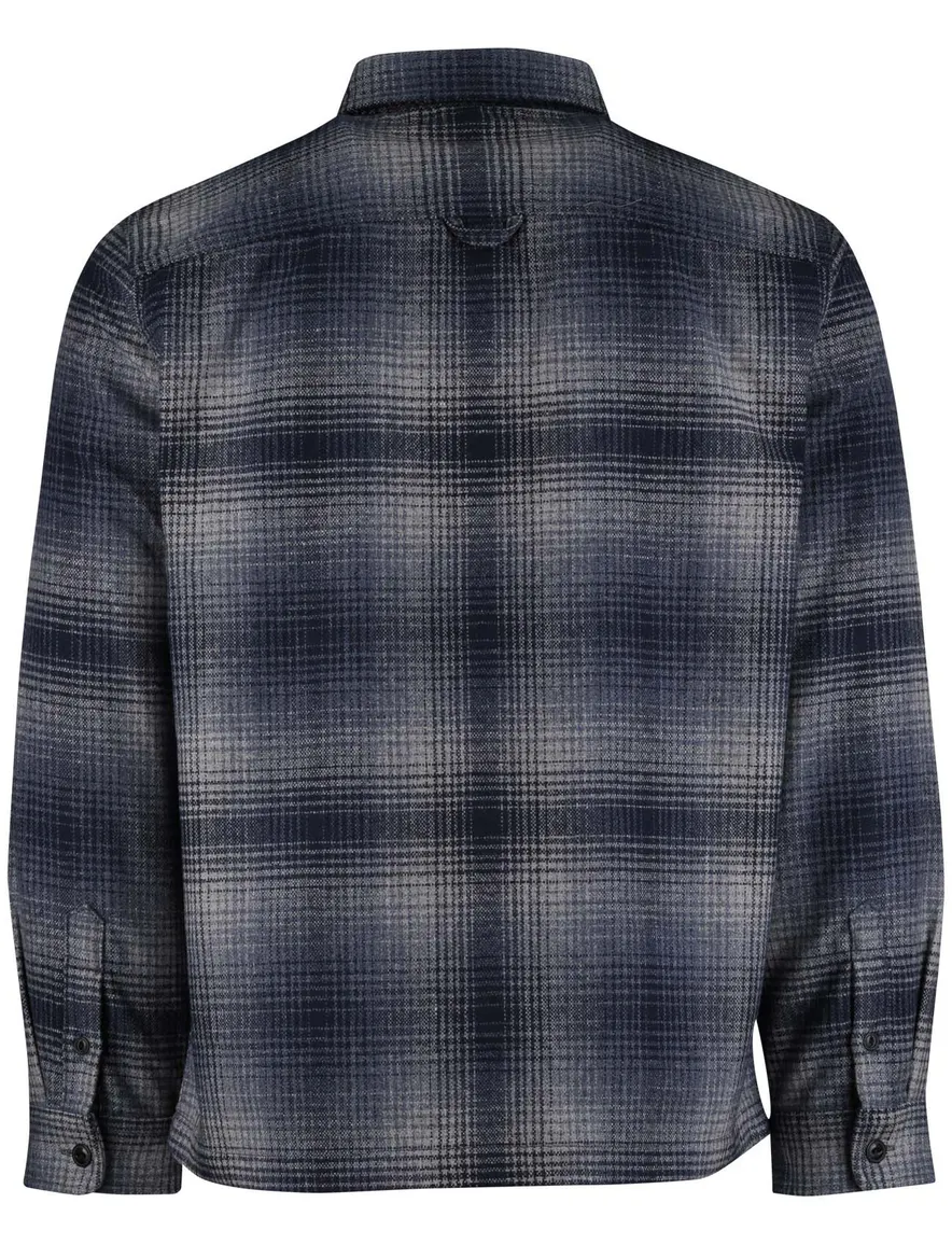 Superdry overshirt navy geprint polyester met dubbele borstzakken