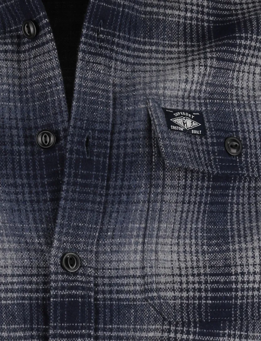 Superdry overshirt navy geprint polyester