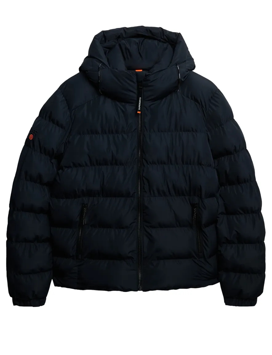 Superdry winterjas navy Sports Puffer met capuchon