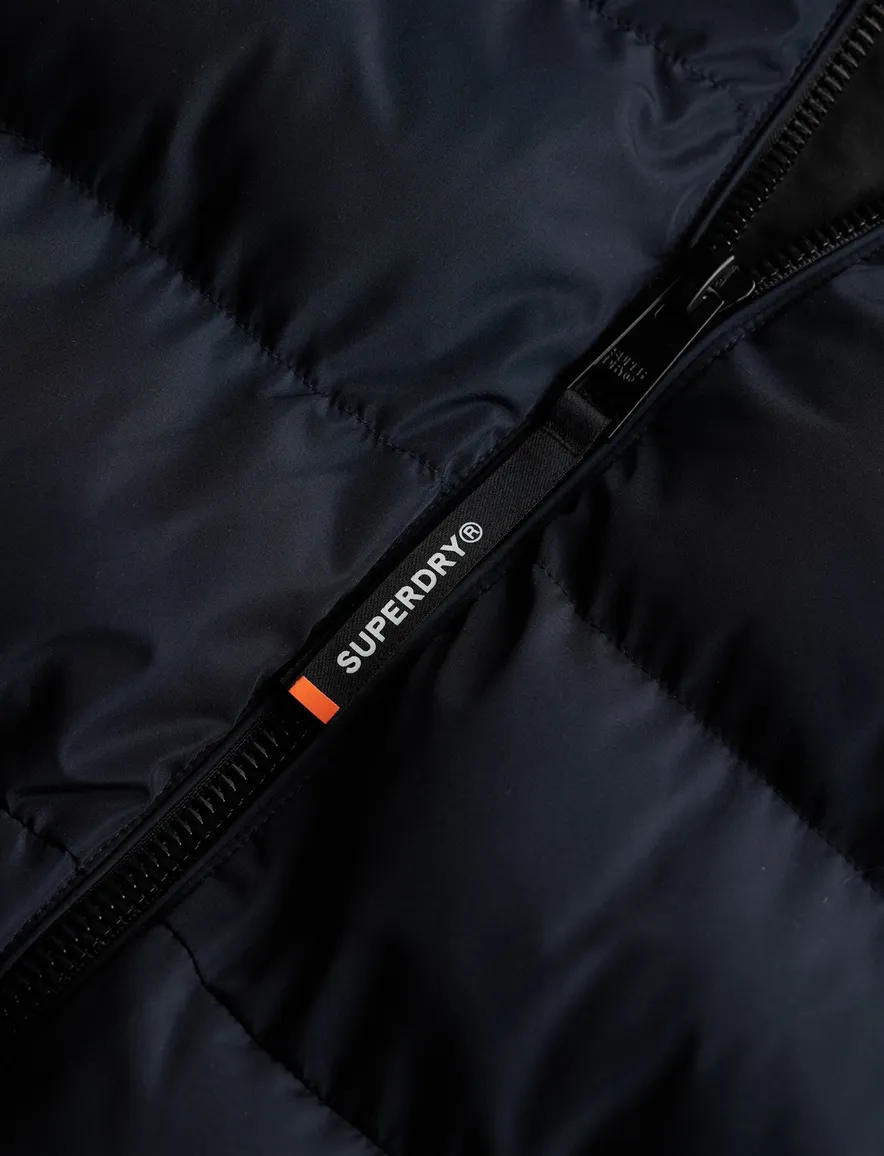 Superdry winterjas navy Sports Puffer met capuchon