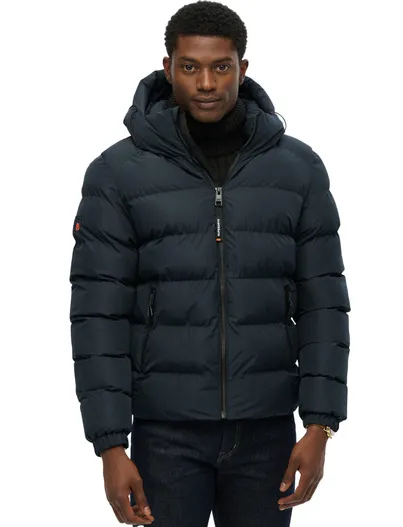 Superdry Superdry winterjas navy Sports Puffer met capuchon effen