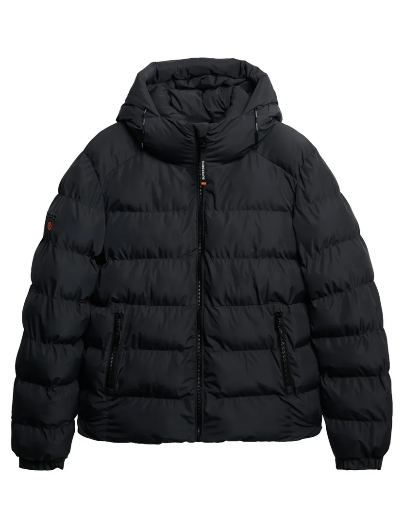 Superdry winterjas zwart Sports Puffer capuchon effen