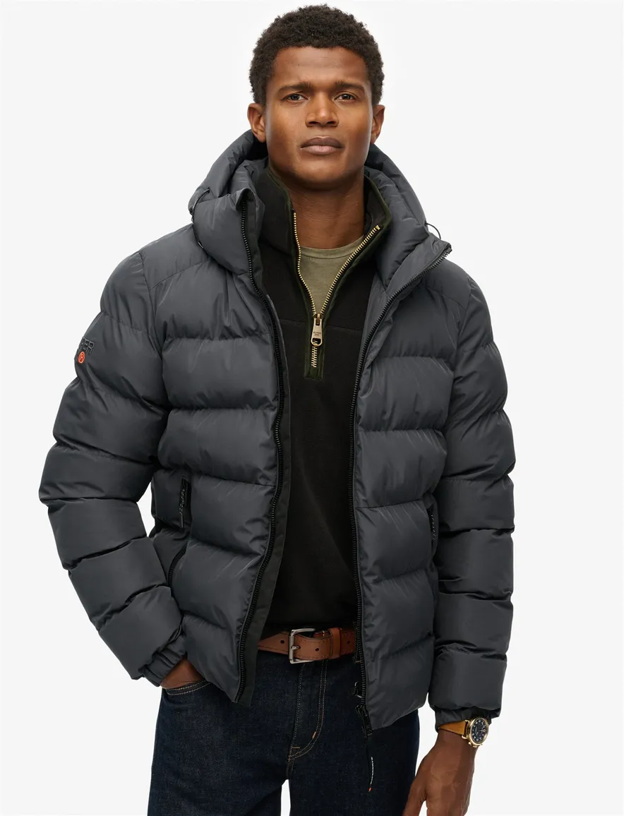 Superdry winterjas zwart Sports Puffer capuchon