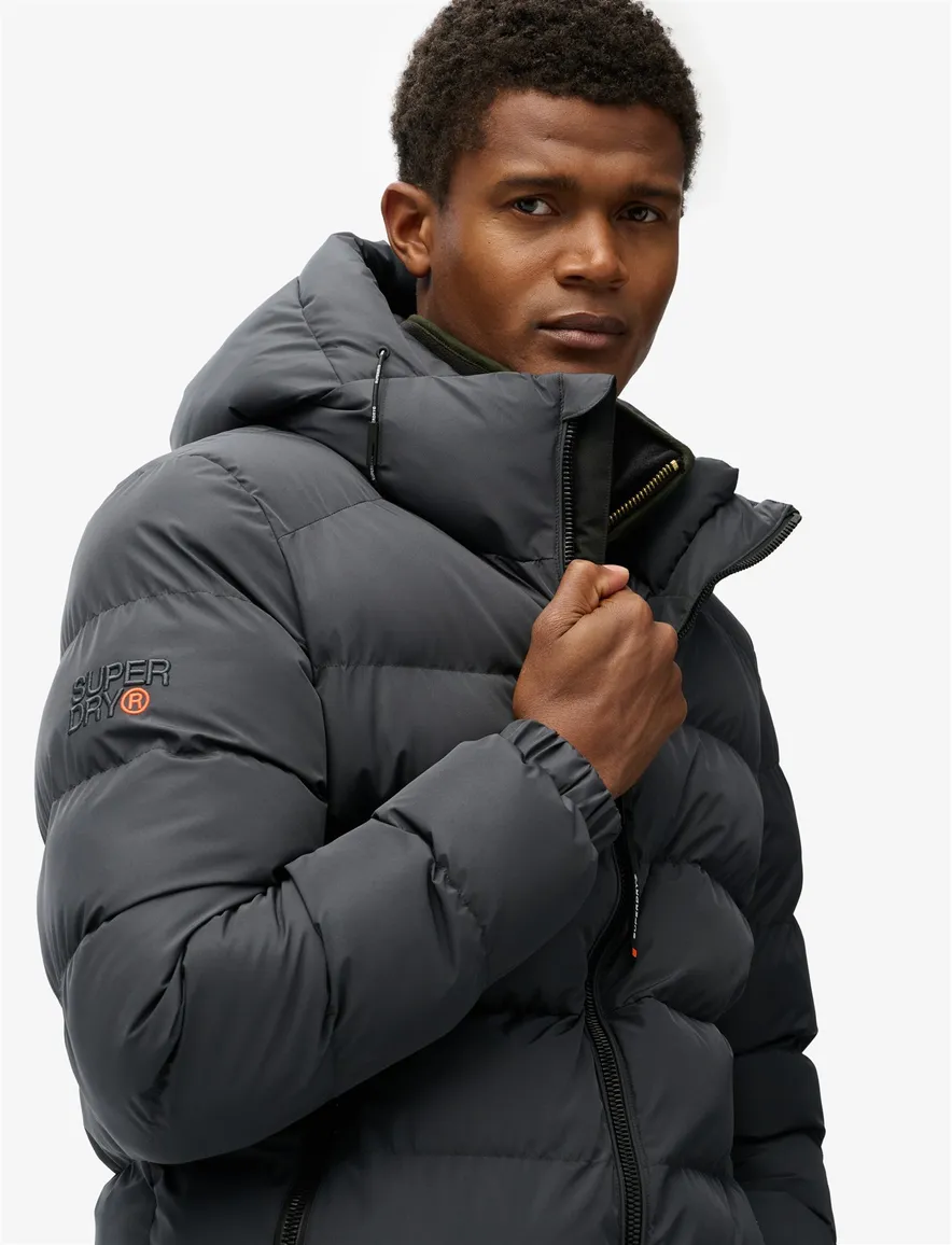 Superdry winterjas zwart Sports Puffer capuchon