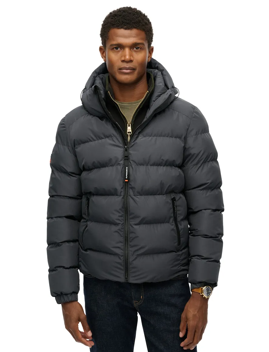 Superdry winterjas zwart Sports Puffer capuchon