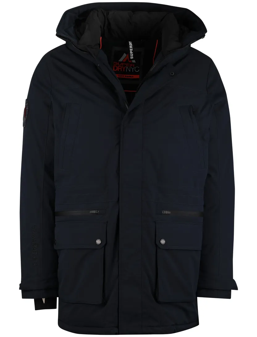 Winterjas Superdry Donkerblauw parka gevoerd waterafstotend