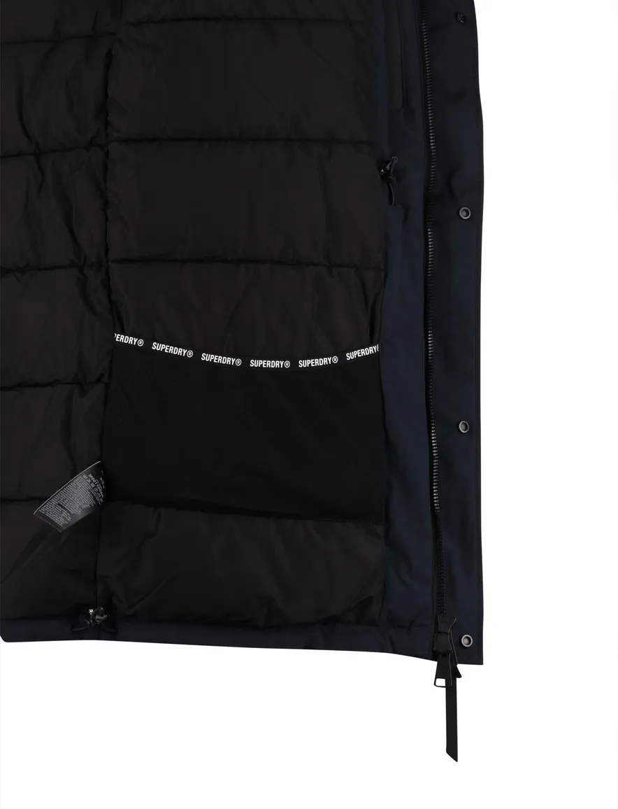 Superdry Winterjas Donkerblauw parka gevoerd waterafstotend
