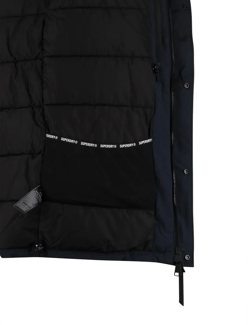 Winterjas Superdry Donkerblauw parka gevoerd waterafstotend